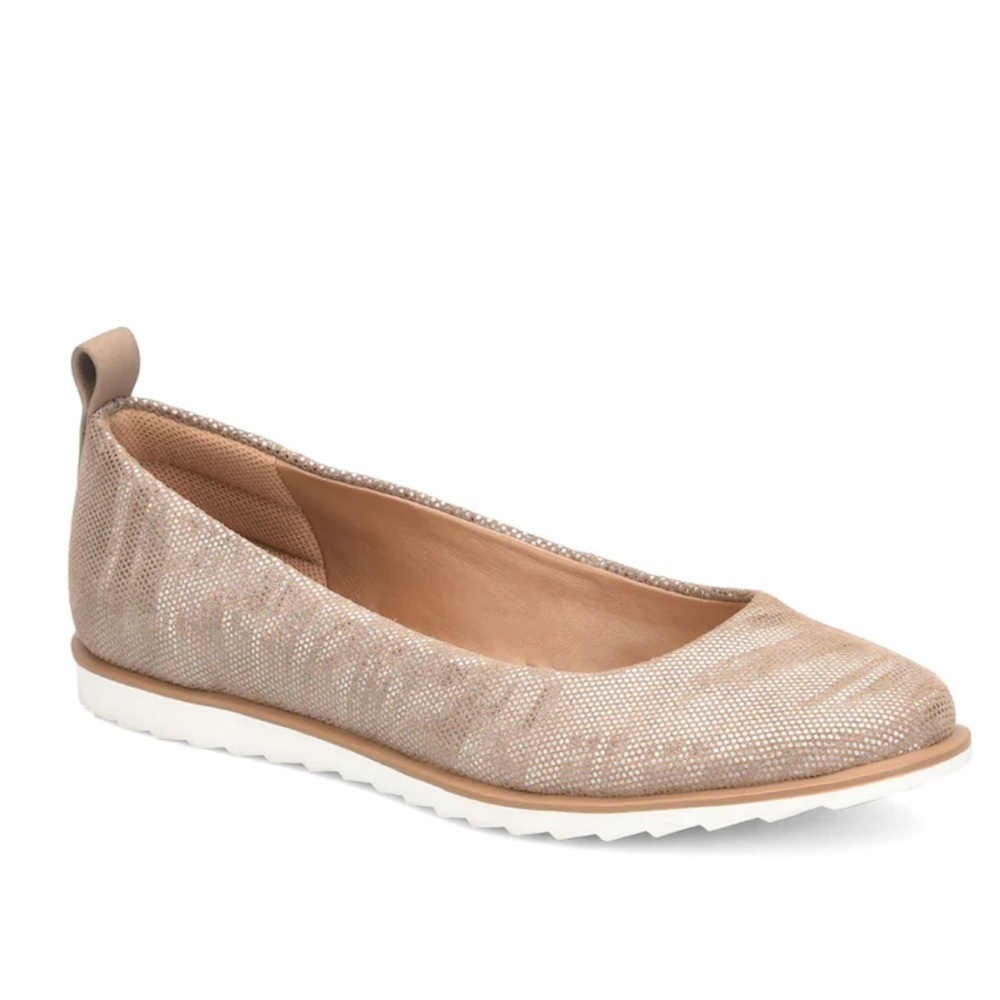 Comfortiva Ronah Taupe - silver print leather ballerina flats Sz 11 shoes new
